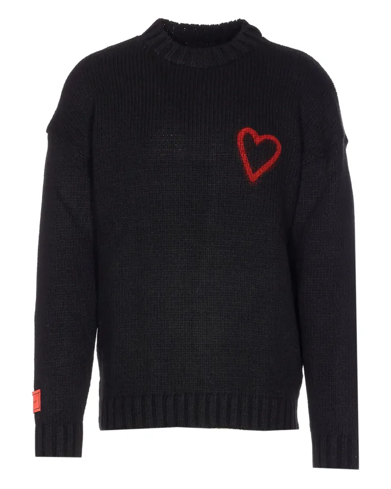 Vision Of Super Pullover mit Herz-Intarsie - Schwarz Schwarz
