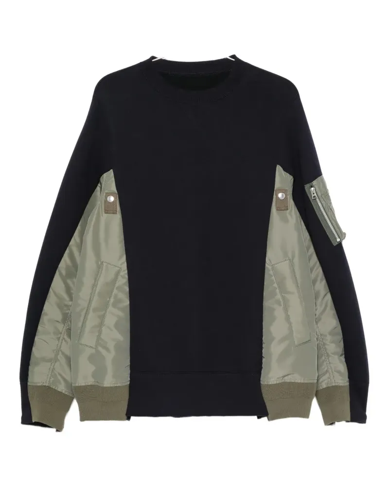 Sacai panelled zip-pocket sweatshirt - Blau Blau