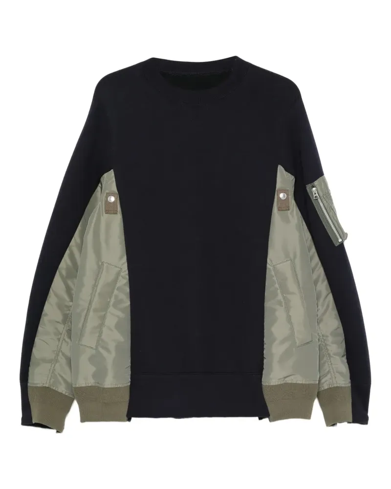 Sacai panelled zip-pocket sweatshirt - Blau Blau