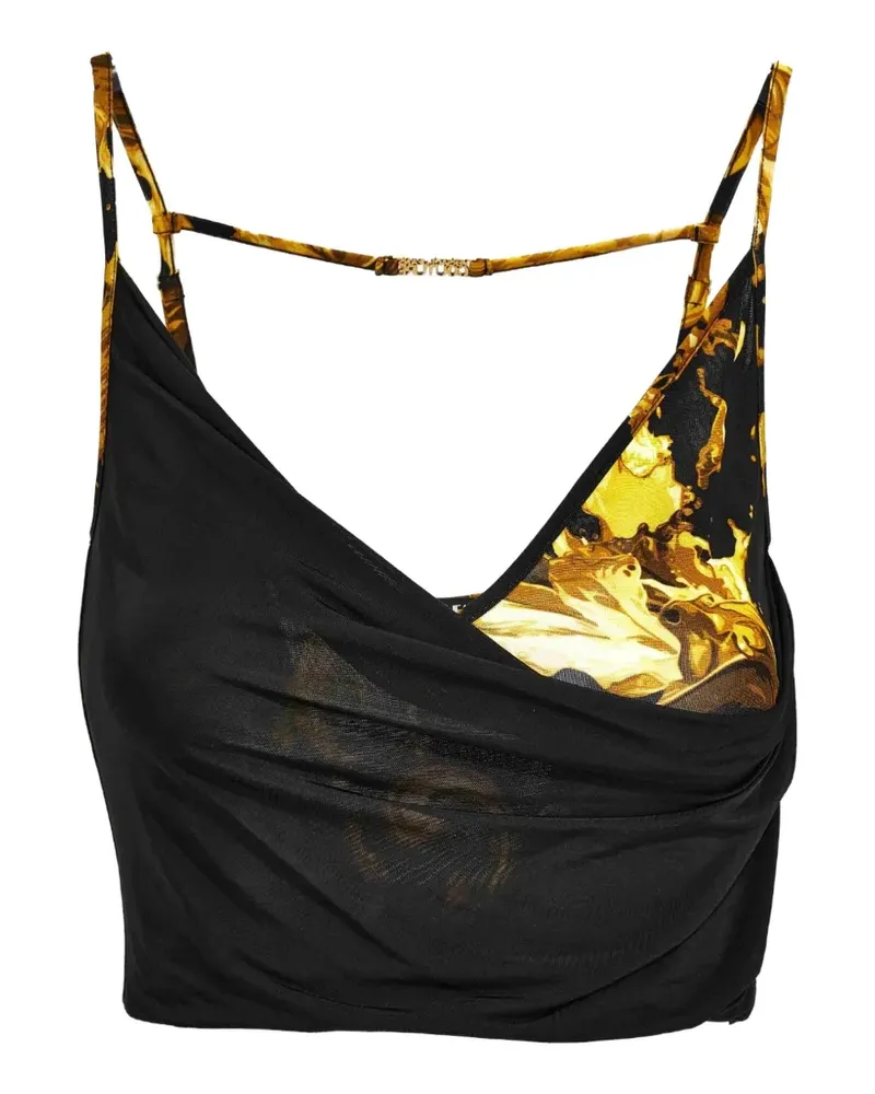 Versace Jeans Drapiertes Tanktop mit Print - Schwarz Schwarz