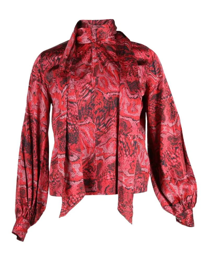 Ganni Bluse mit Schlangenleder-Print - Rot Rot