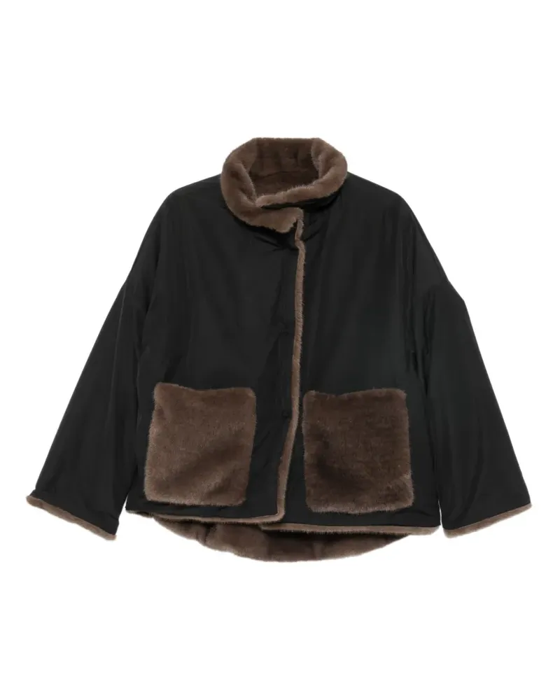 Collection Privée? Wendbarer Kurzmantel mit Besatz aus Faux Fur - Schwarz Schwarz