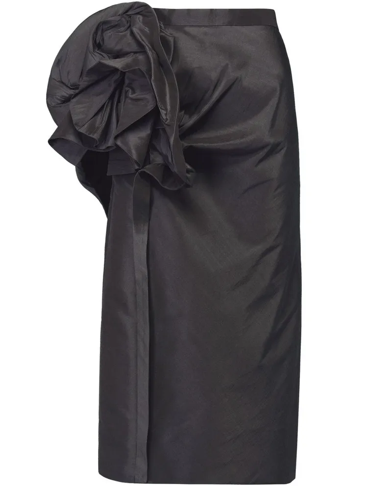 Maison Margiela Geraffter Midirock mit Moiré-Effekt - Schwarz Schwarz