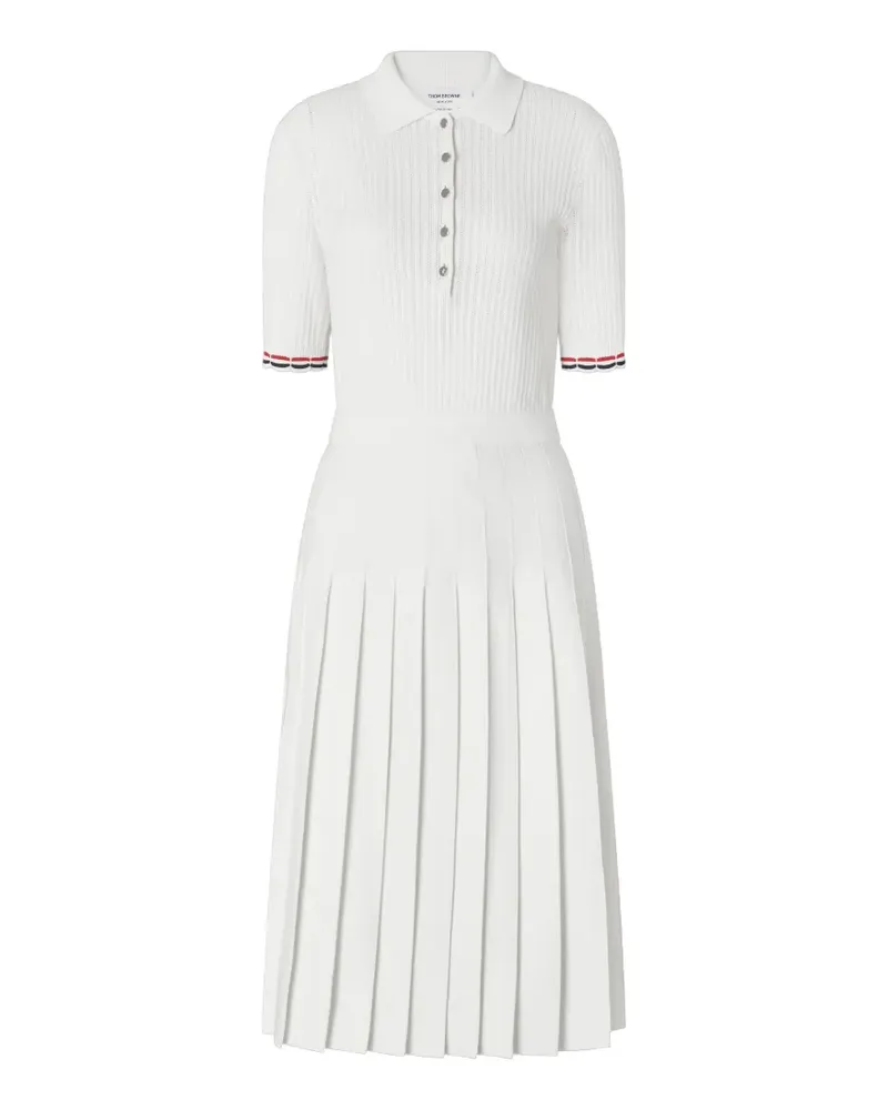 Thom Browne Midi-Poloshirtkleid mit Rippstich - Weiß Weiß