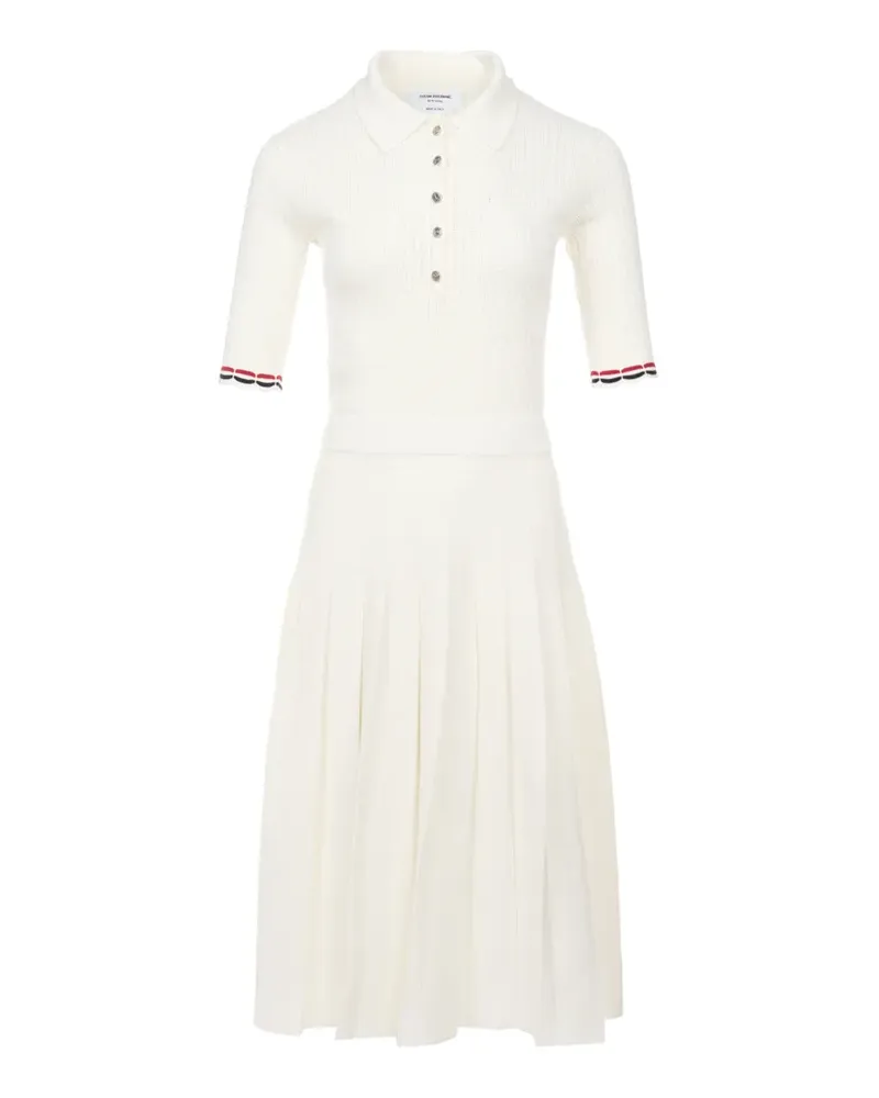 Thom Browne Midi-Poloshirtkleid mit Rippstich - Weiß Weiß