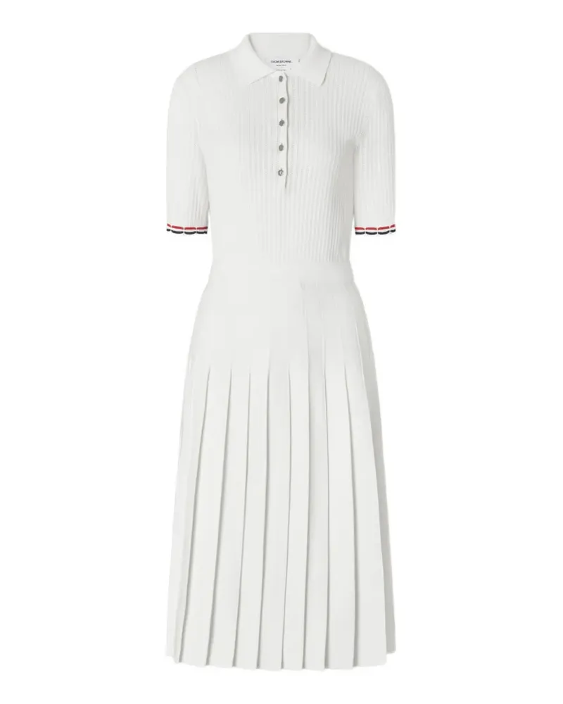 Thom Browne Midi-Poloshirtkleid mit Rippstich - Weiß Weiß