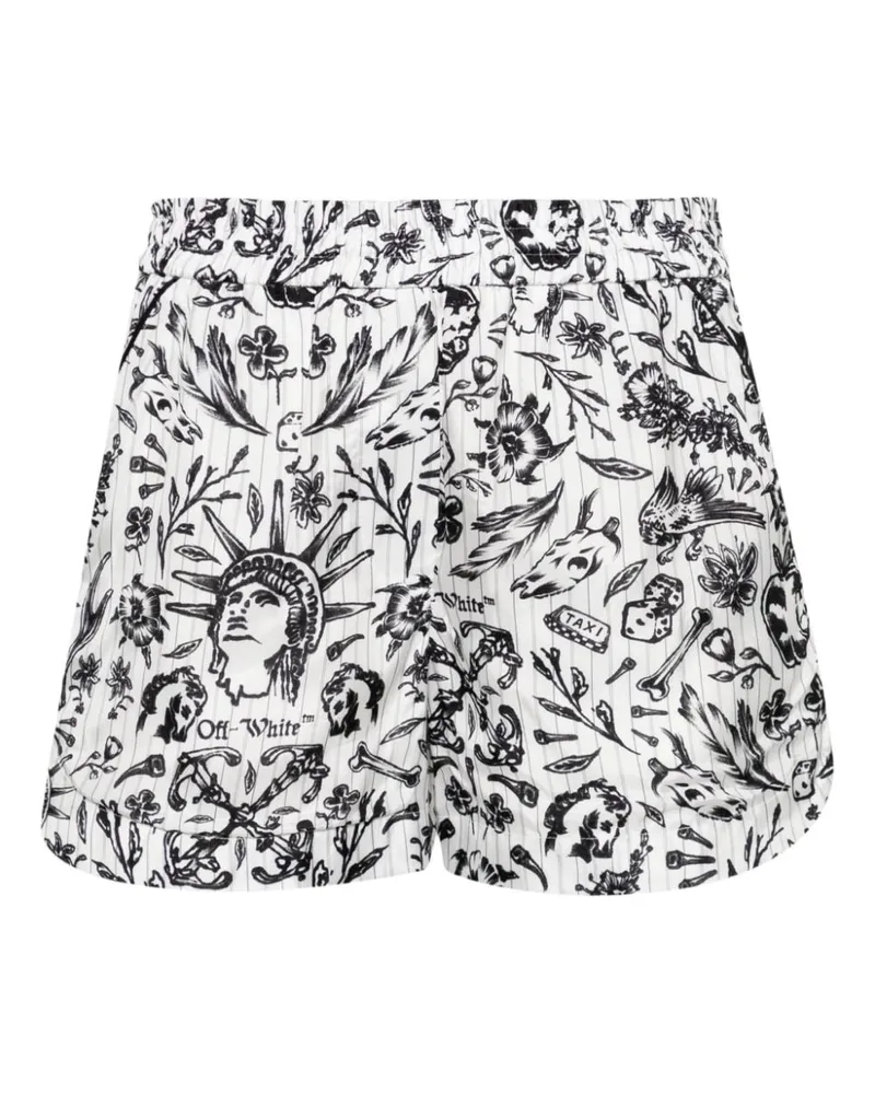 OFF-WHITE Pyjama-Shorts mit Tattoo-Print - Weiß Weiß