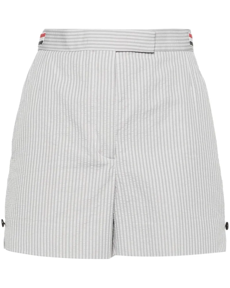 Thom Browne Gestreifte Seersucker-Shorts Grau