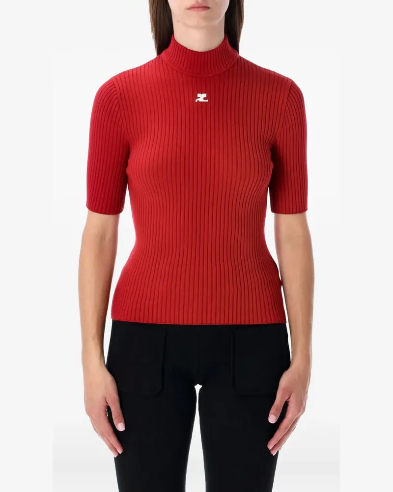 Courrèges Gerippter Reedition Pullover mit Stehkragen - Rot Rot