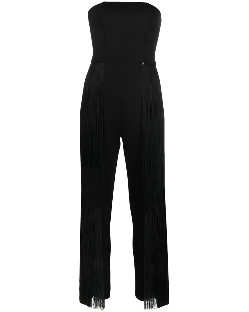 NISSA Schulterfreier Jumpsuit mit Fransen - Schwarz Schwarz