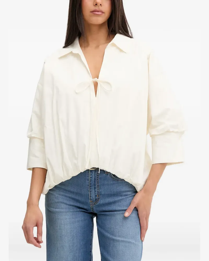 VICOLO bow-detail puff-sleeve blouse - Nude Nude