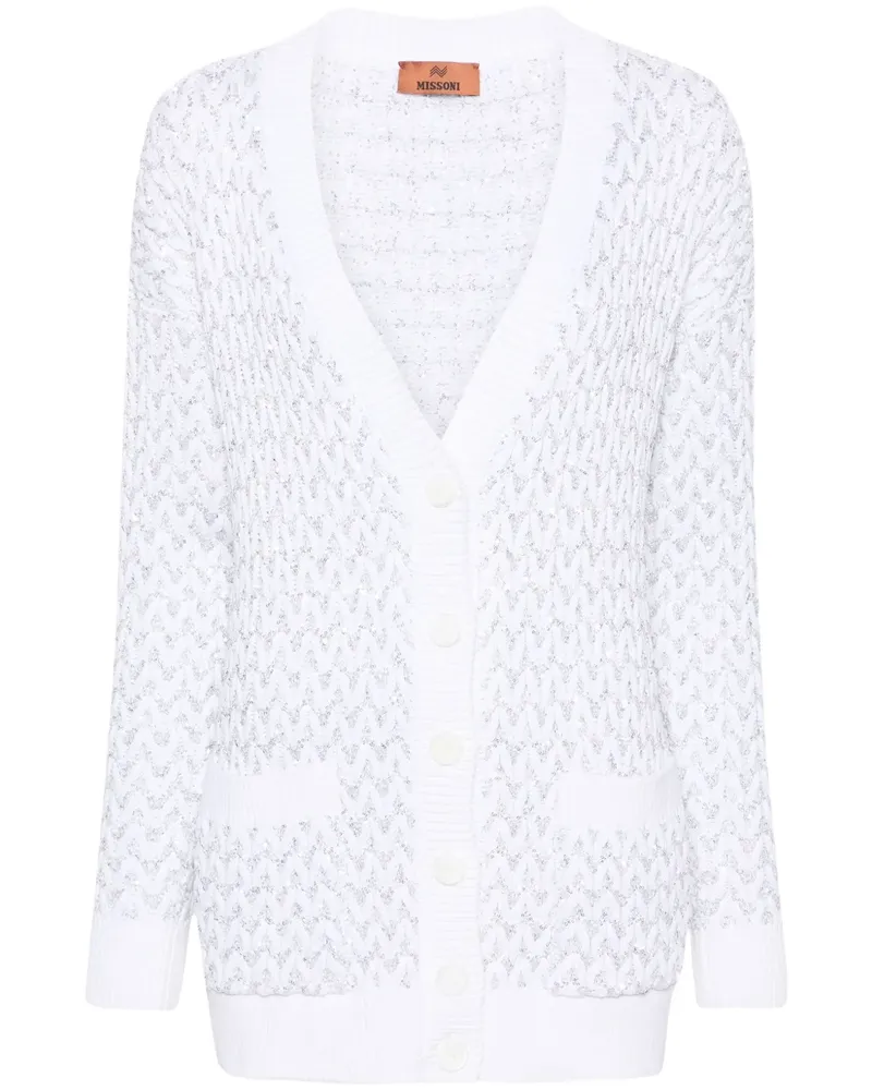 Missoni Grob gestrickter Cardigan mit Pailletten - Weiß Weiß
