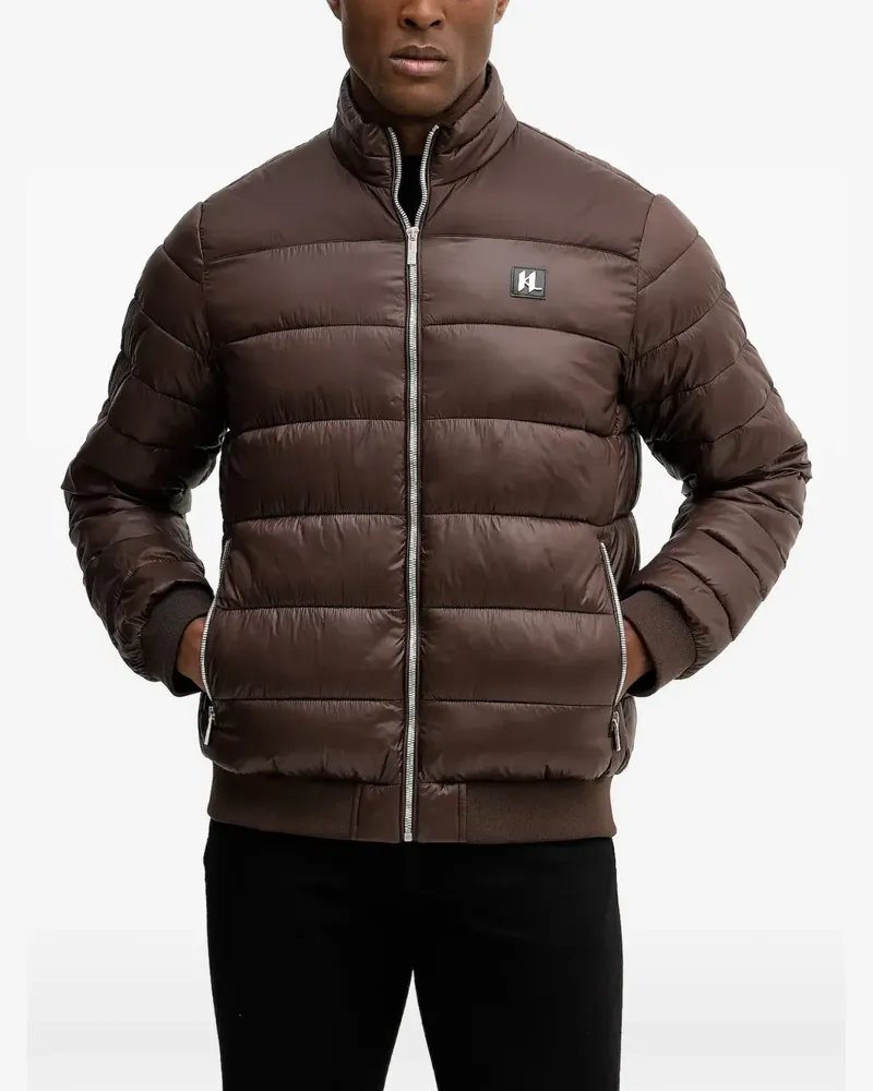 Karl Lagerfeld quilted logo-patch jacket - Braun Braun