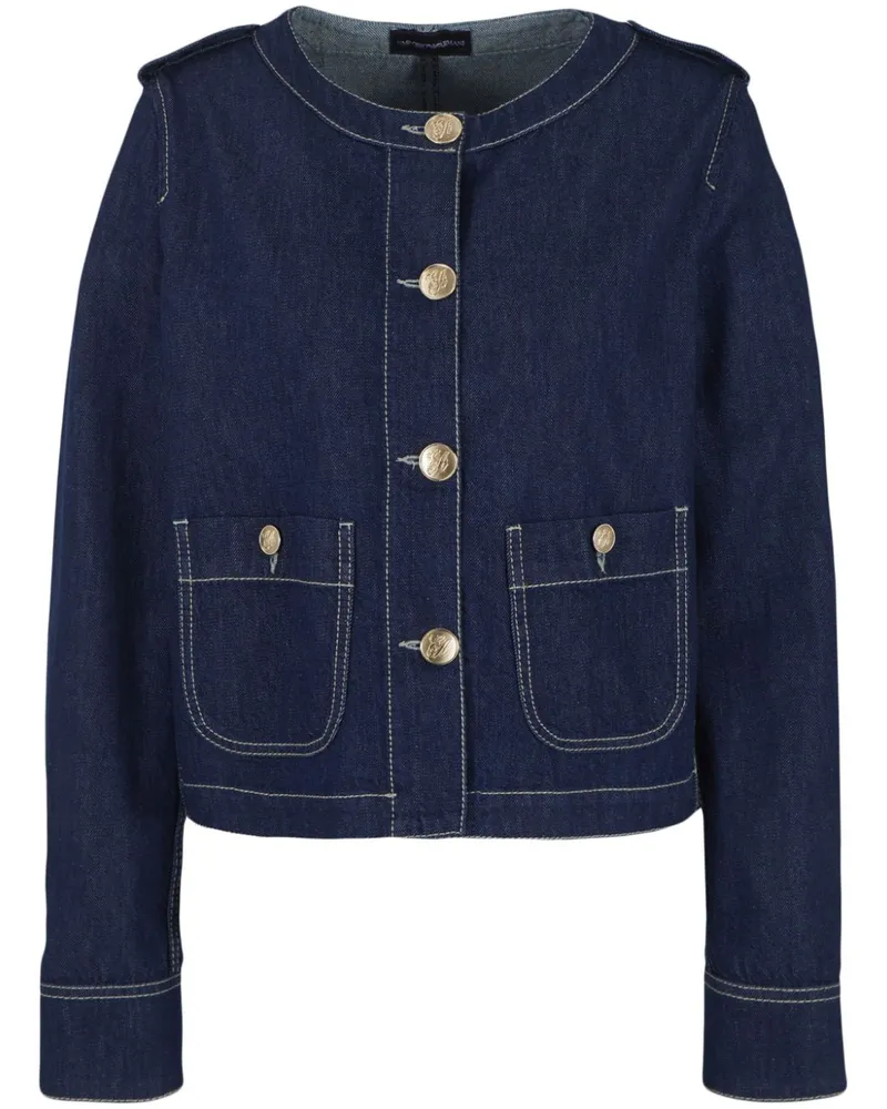 Emporio Armani Jeansjacke mit rundem Ausschnitt - Blau Blau
