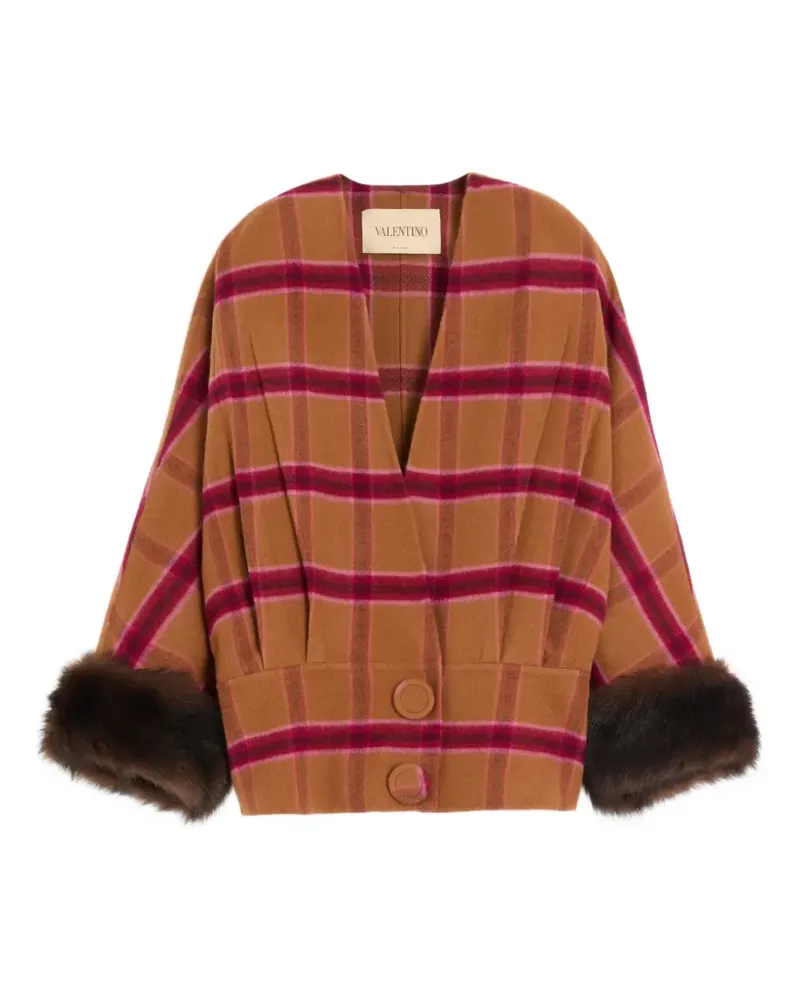 Valentino Garavani Cabanjacke aus Macro Finestra mit Shearling - Braun Braun