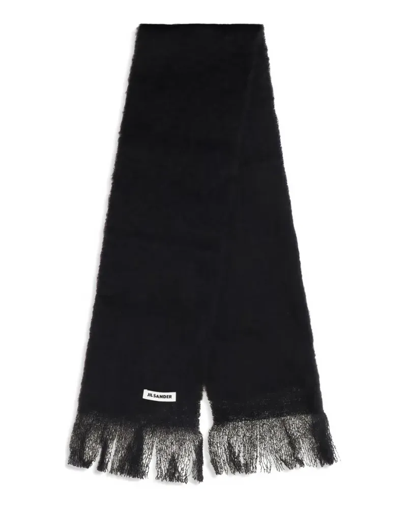 Jil Sander Schal mit Fransen - Schwarz Schwarz