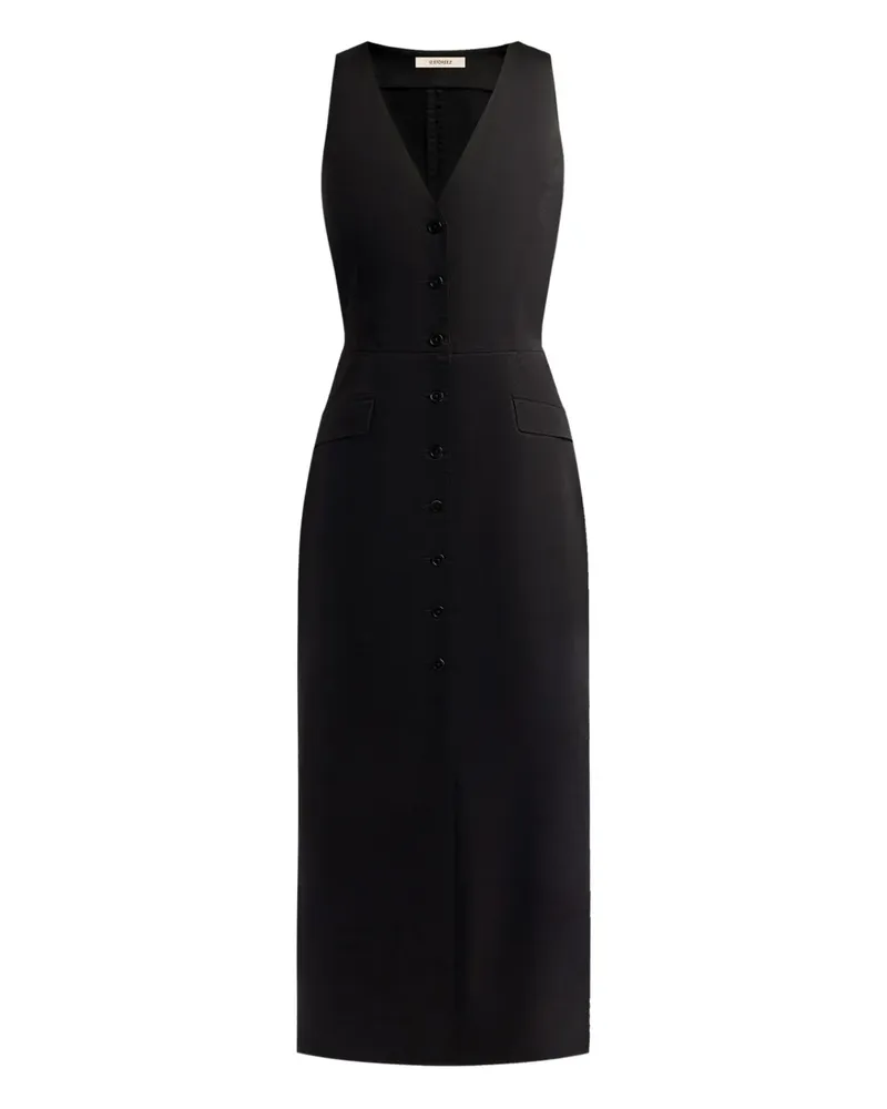 12 STOREEZ Kleid mit Knopfverschluss - Schwarz Schwarz