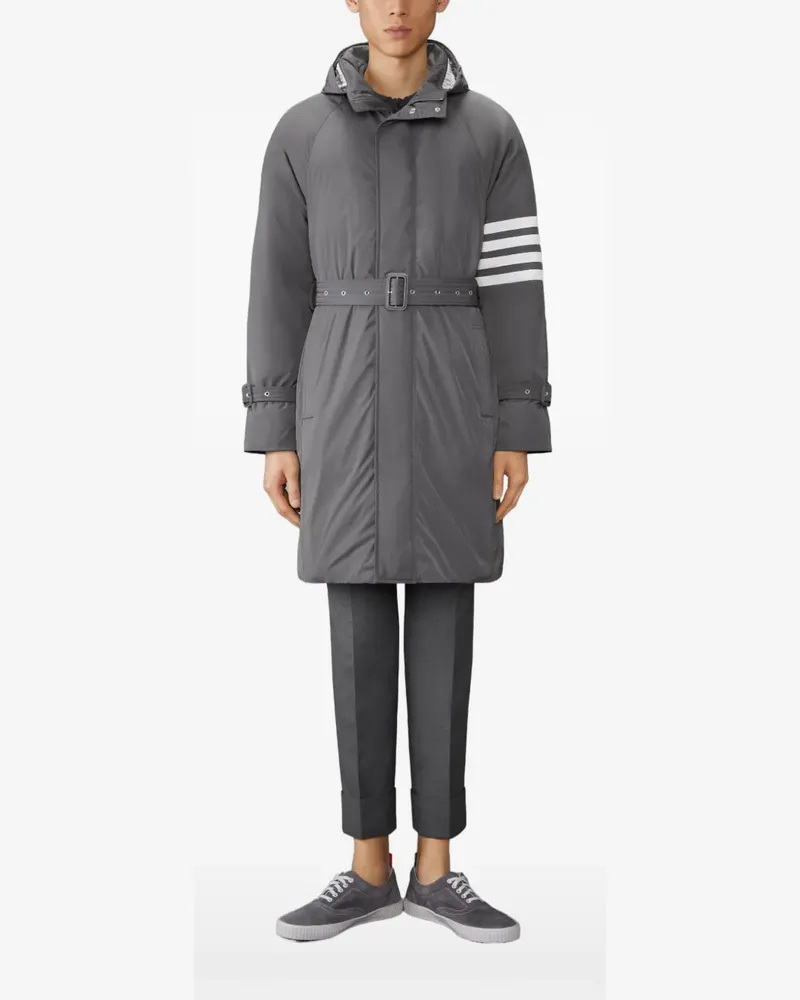 Thom Browne Twill-Parka mit Streifen-Logo - Grau Grau