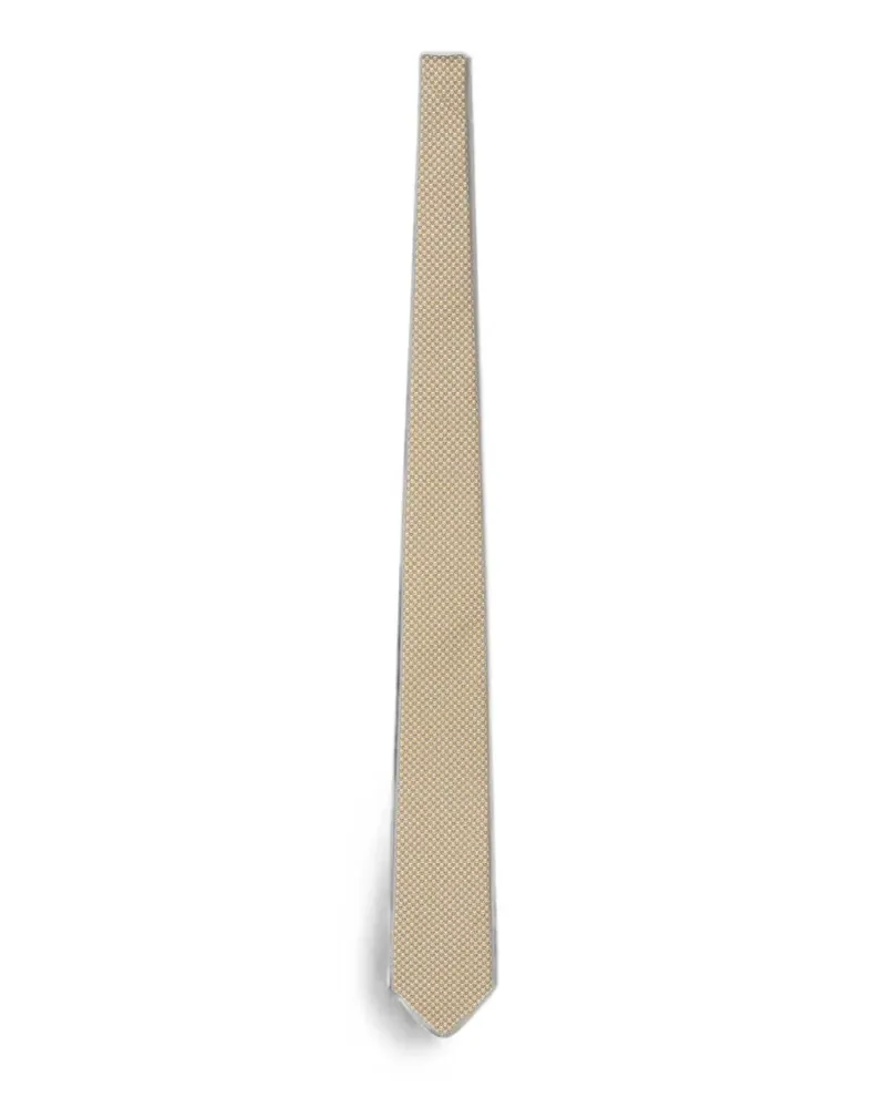 Ferragamo Gancini-pattern silk tie - Nude Nude