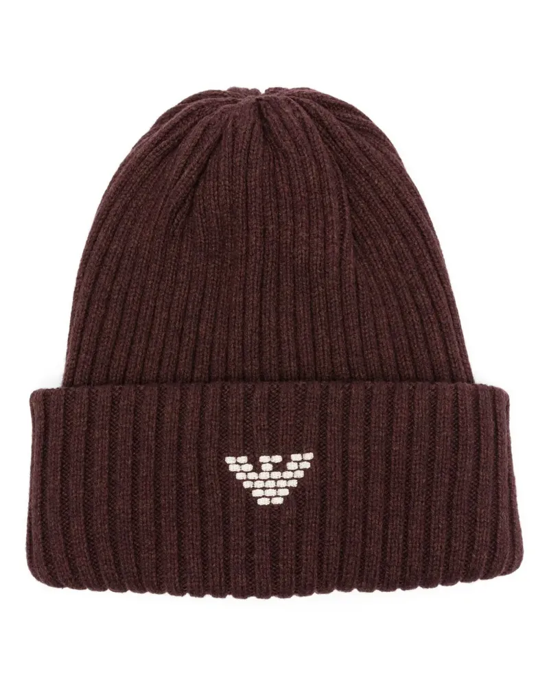 Emporio Armani Beanie mit Logo-Stickerei - Braun Braun