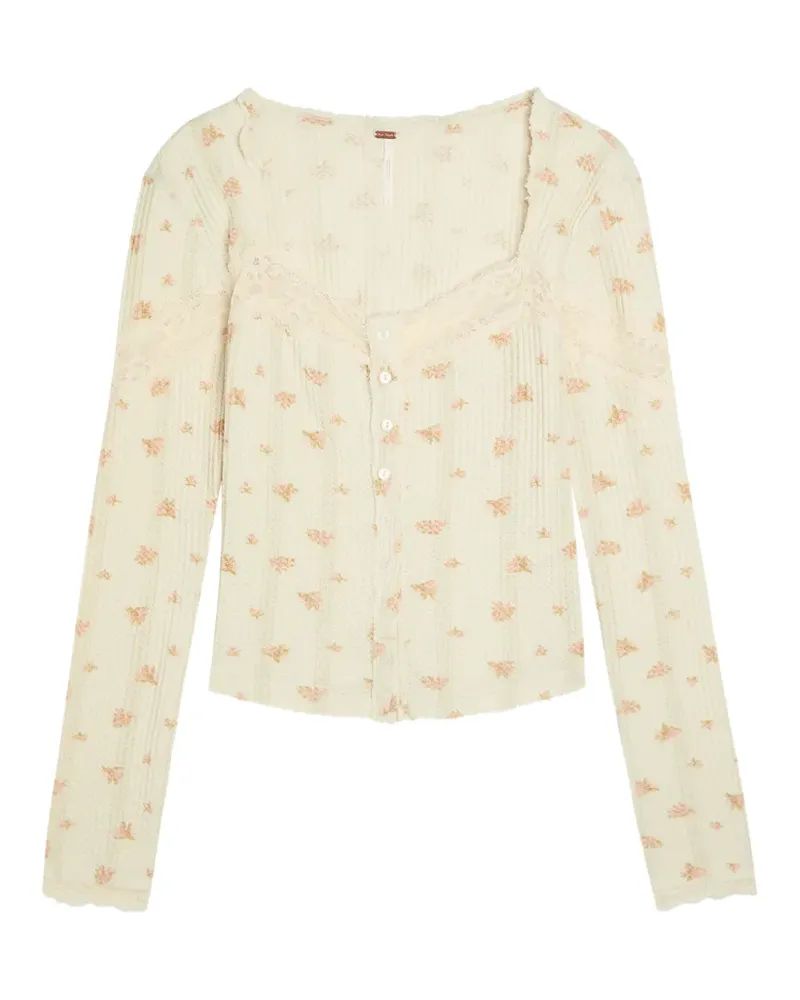 Free People Let Party Cardi floral-print top - Nude Nude
