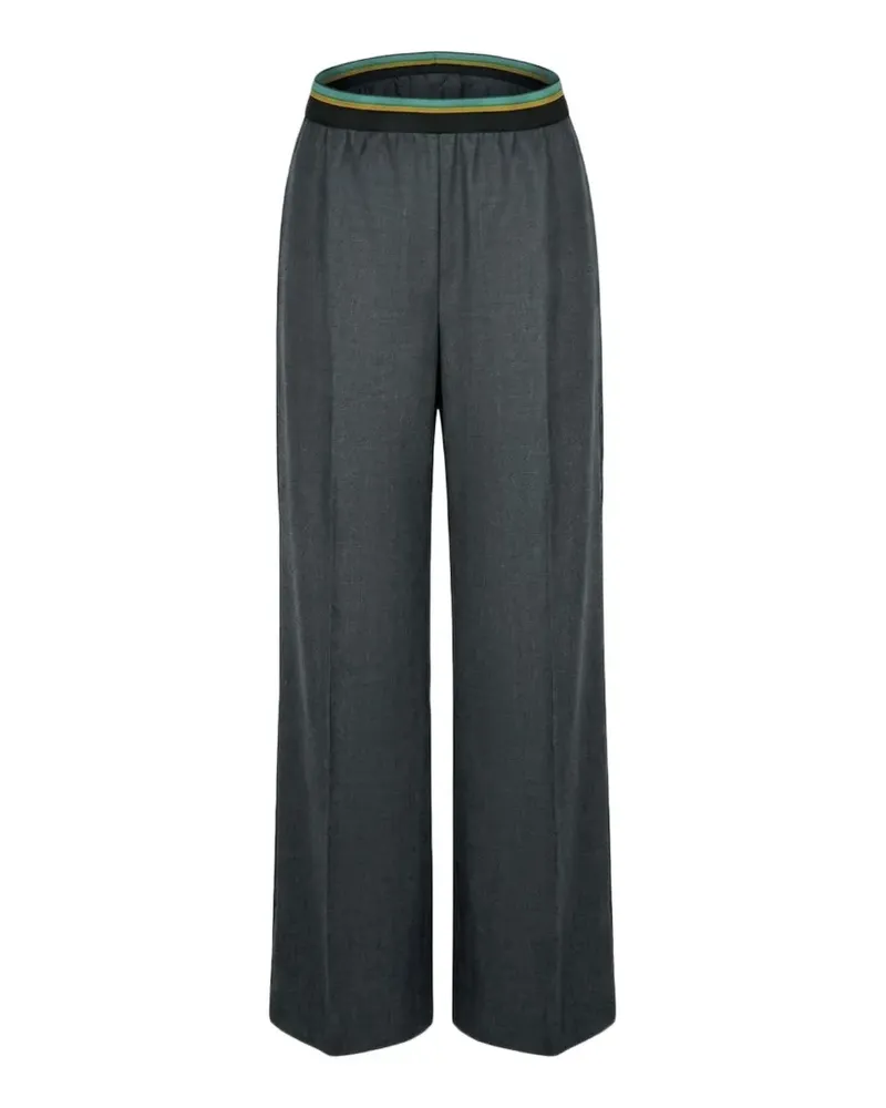 PLAN C striped-waistband wool trousers - Grau Grau
