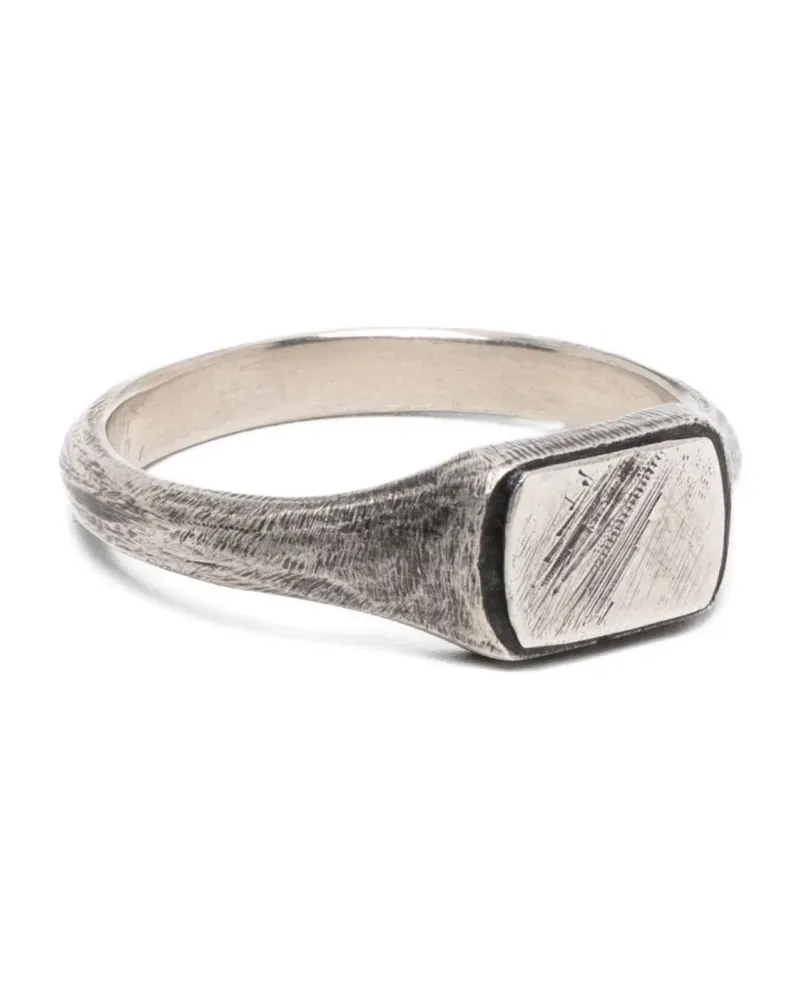 WERKSTATT:MÜNCHEN textured signet ring - Silber Silber