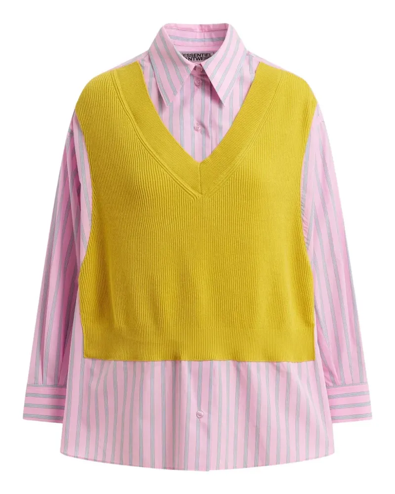 Essentiel Jit striped layered-effect shirt - Rosa Rosa