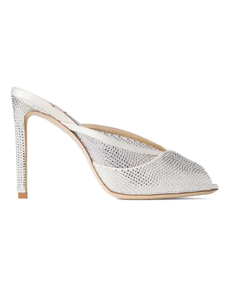 Jimmy Choo Brigitte Mules mit Kristallen 100mm - Weiß Weiß