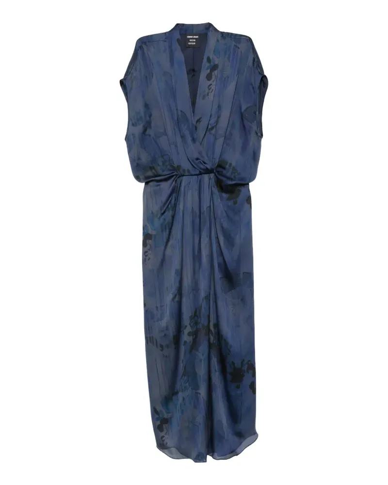 Giorgio Armani Midikleid mit Blumenprint - Blau Blau