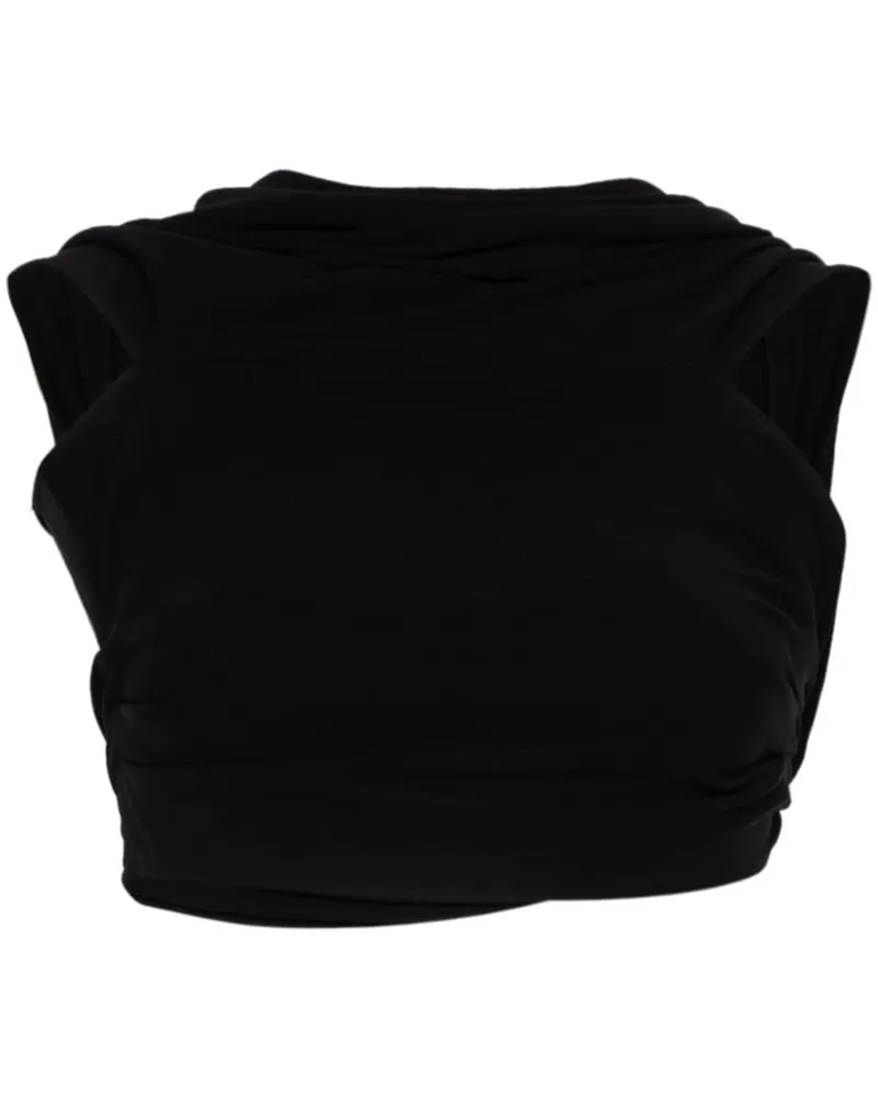 Casablanca Paris Drapiertes Cropped-Krepptop - Schwarz Schwarz