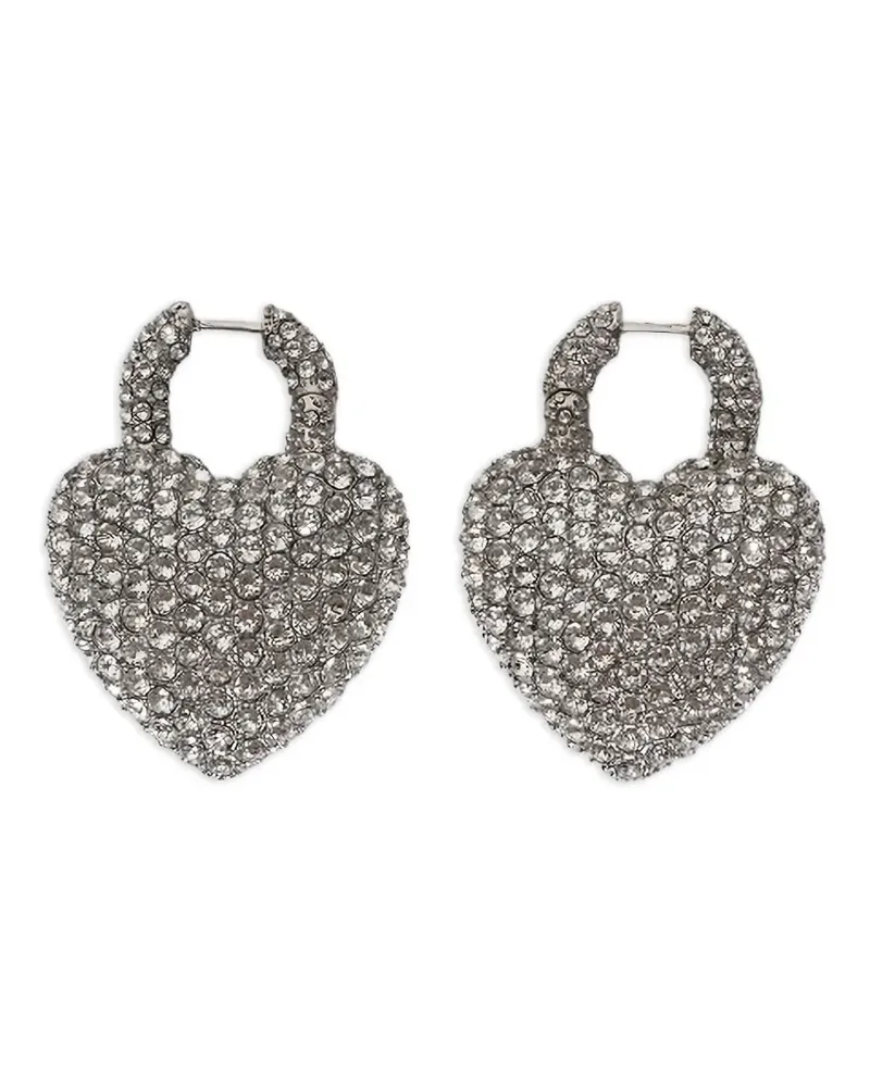 Balenciaga Minnie XL Ohrringe in Herzform mit Kristallen - Silber Silber