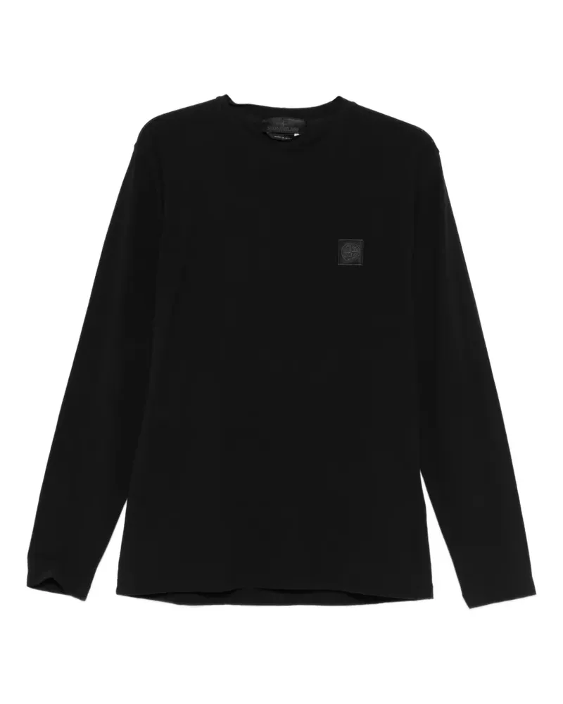 Stone Island Langarmshirt mit Logo-Patch - Schwarz Schwarz