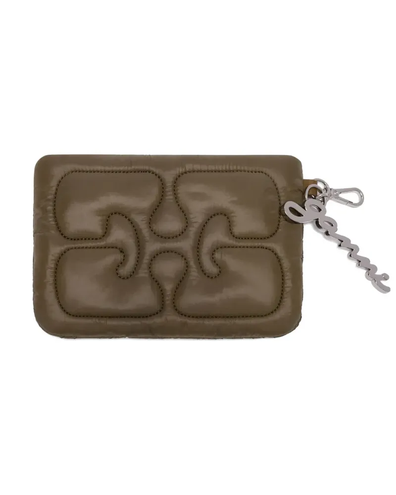 Ganni Gestepptes Portemonnaie mit Logo-Anhänger - Braun Braun