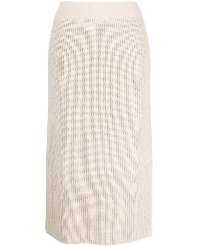 Brunello Cucinelli Gerippter Strickrock - Nude Nude
