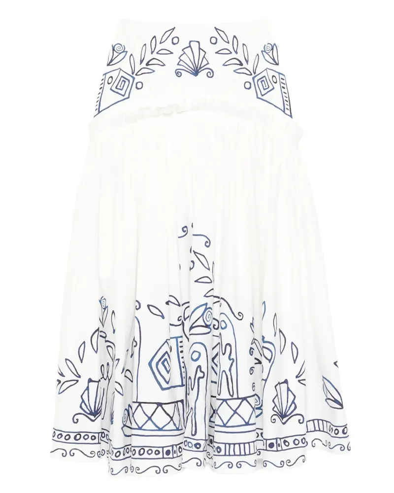 ALEMAIS x Lrnce Leela pleated printed maxi skirt - Weiß Weiß