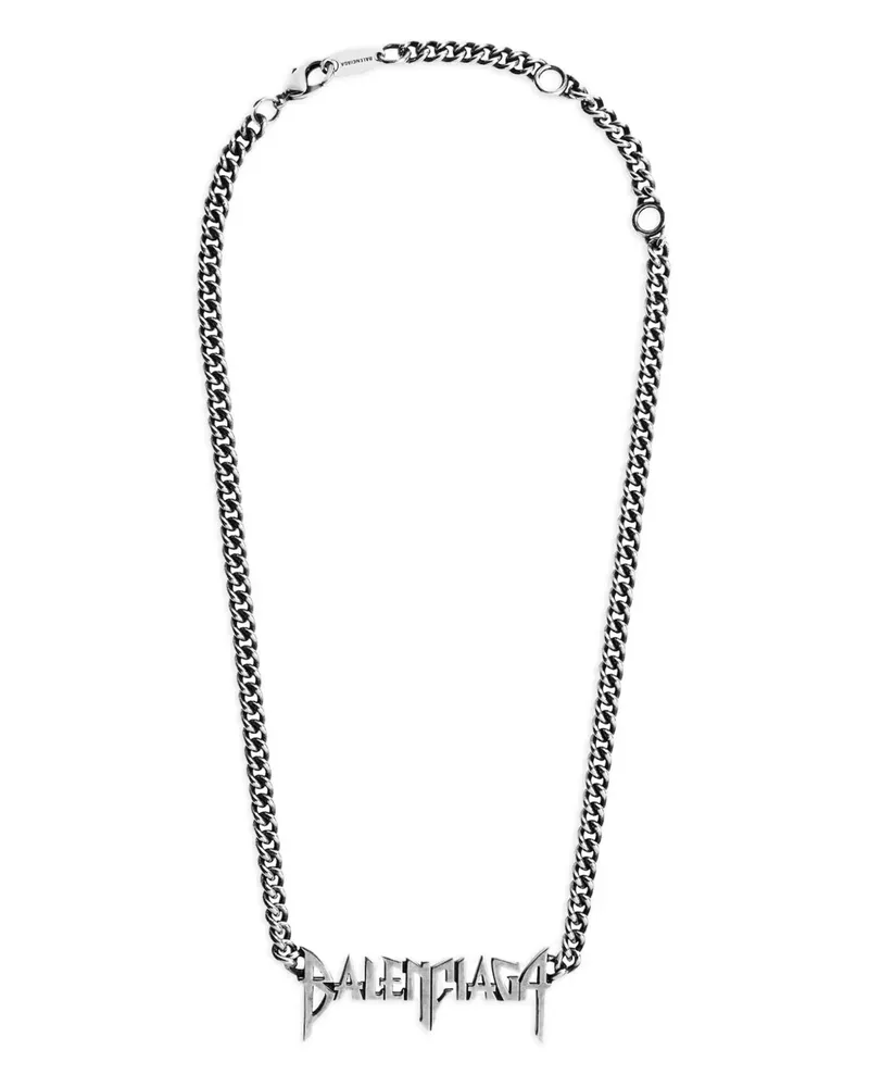 Balenciaga Halskette mit Logo-Schild - Silber Silber