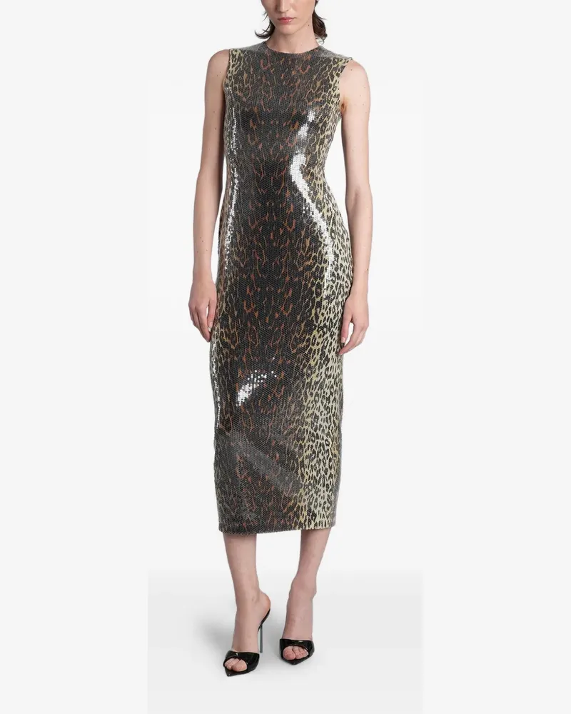 Alex Perry sequin-embellished leopard-print midi dress - Nude Nude