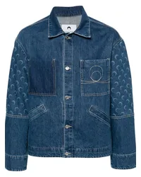 Marine Serre Jeansjacke mit Deadstock Moon-Print Blau