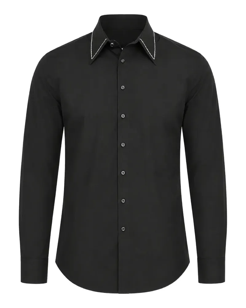 Dsquared2 Hemd mit Kontrastnaht - Schwarz Schwarz