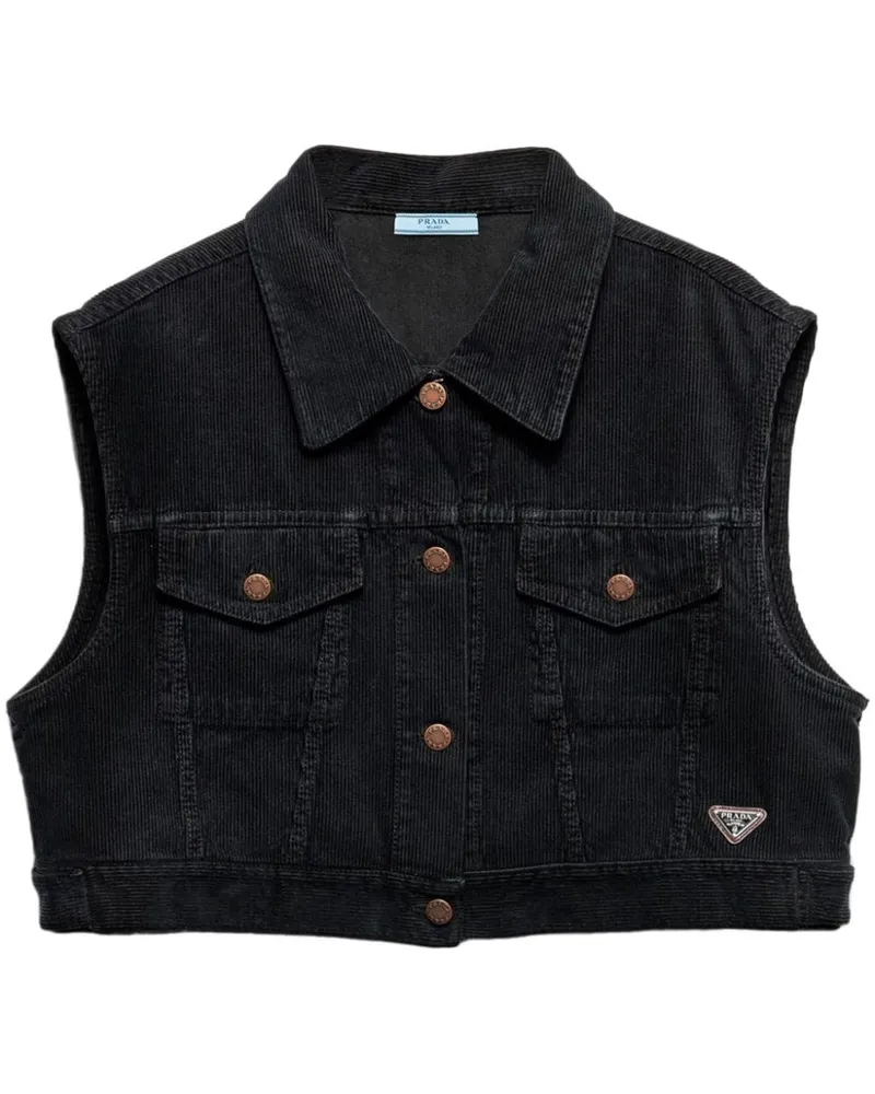 Prada Jeansweste aus Cord - Schwarz Schwarz