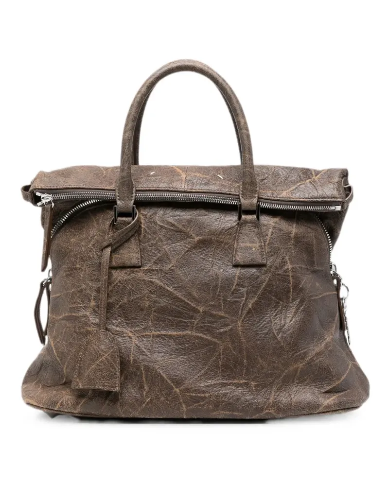 Maison Margiela crinkled-finish tote bag - Braun Braun