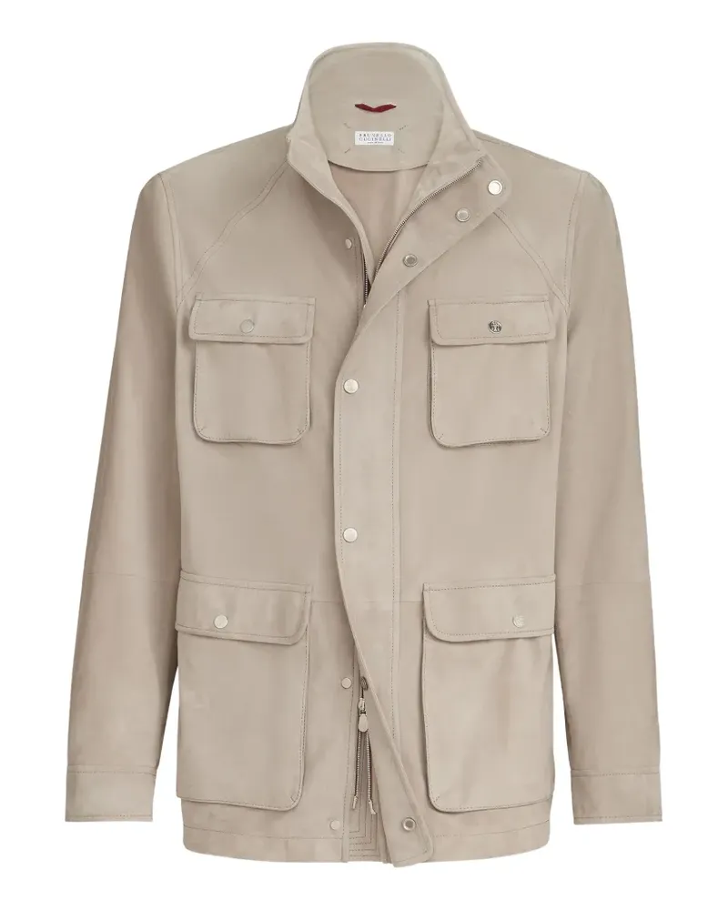 Brunello Cucinelli Ungefütterte Safari Jacke aus Wildleder - Nude Nude