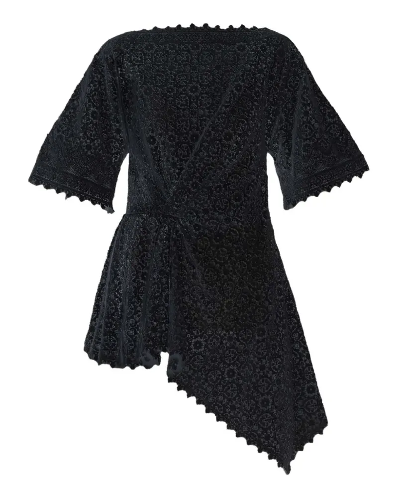 Erdem draped short-sleeve top - Schwarz Schwarz