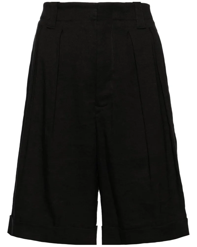 Lorena Antoniazzi Bundfaltenshorts aus Leinen - Schwarz Schwarz