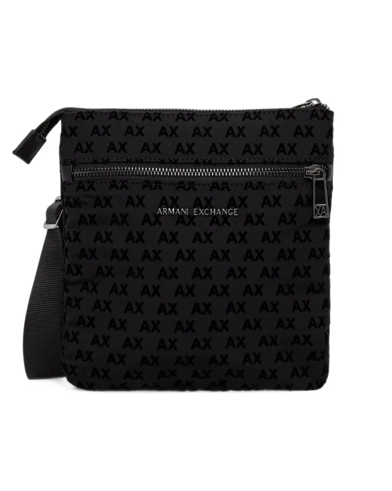 Armani Exchange logo-pattern messenger bag - Schwarz Schwarz