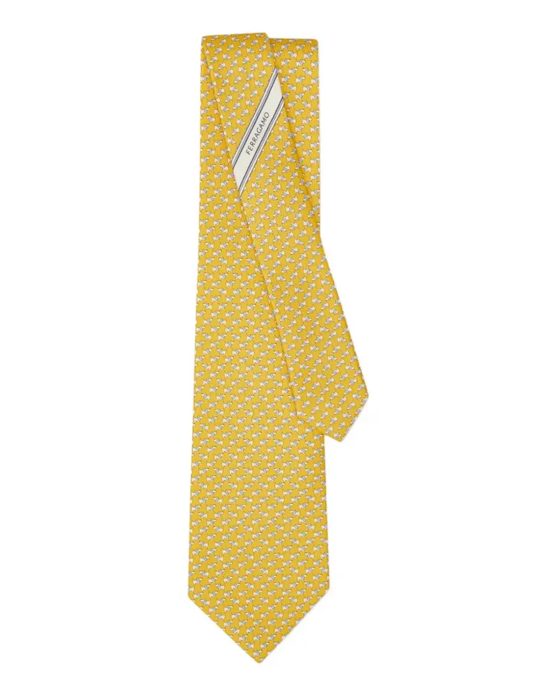 Ferragamo Seidenkrawatte mit Dylan-Print - Gelb Gelb