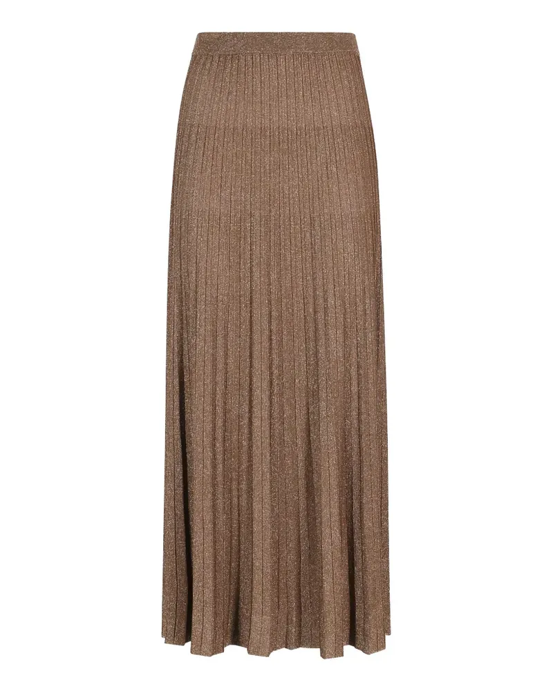 Roberto Collina pleated metallic-effect skirt - Braun Braun