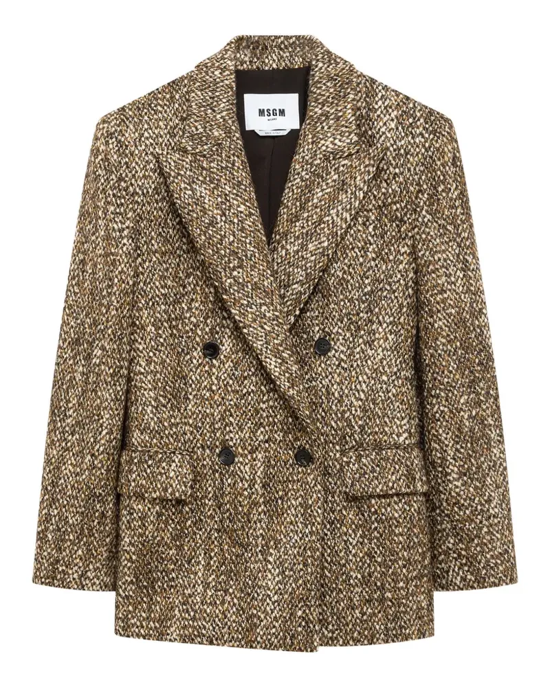 MSGM Doppelreihige Tweed-Jacke - Braun Braun