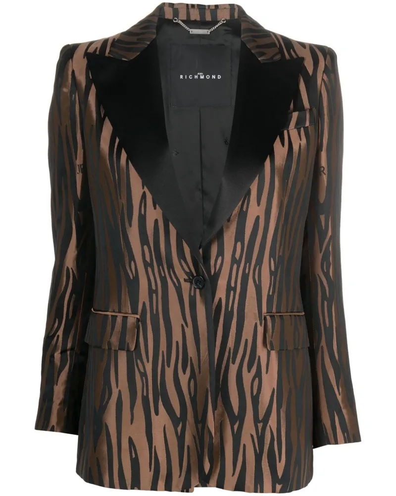 John Richmond Blazer mit Zebra-Print Schwarz